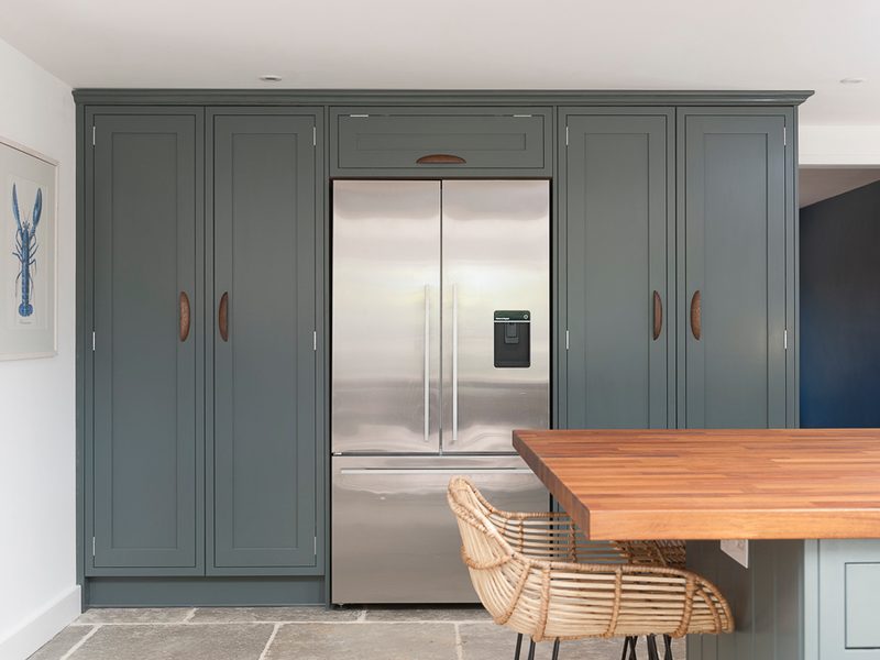 kitchen with american fridge and storage