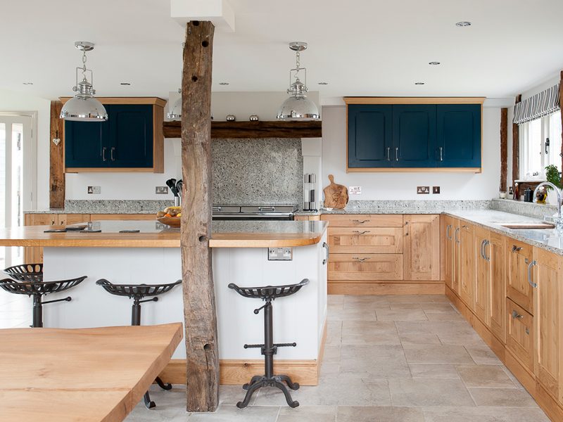 family kitchen with breakfast bar