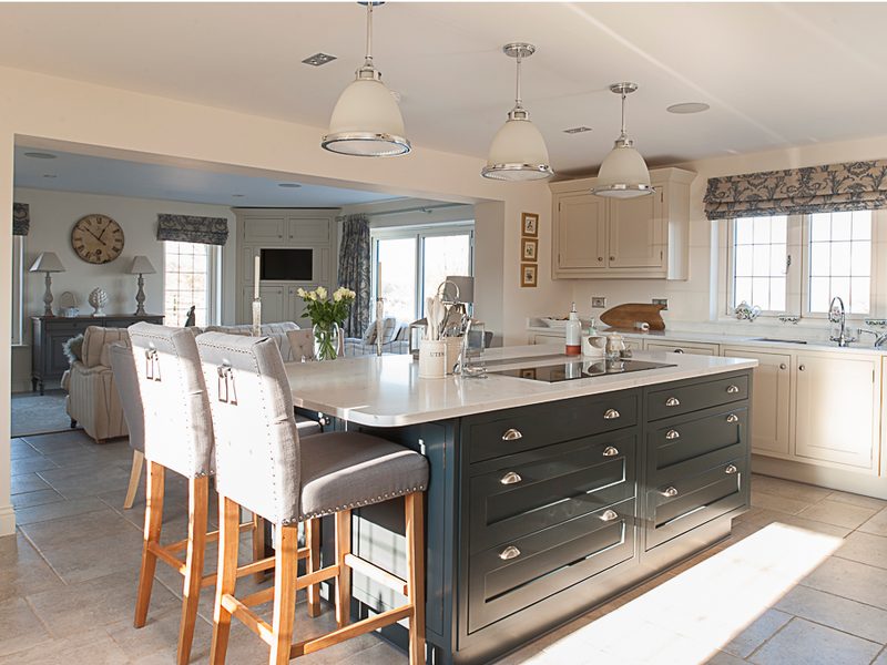 classic kitchen with island and breakfast bar